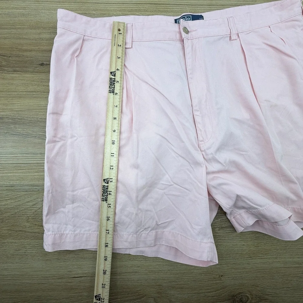 Polo Ralph Lauren Andrew Shorts Pleated Pink Chino Men's 42 Vintage Y2K 6" Ins - Picture 6 of 7